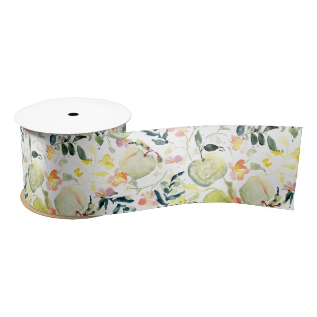 Ruban En Satin Sage Pomme cueillir | Fruits et fleurs (Bobine)