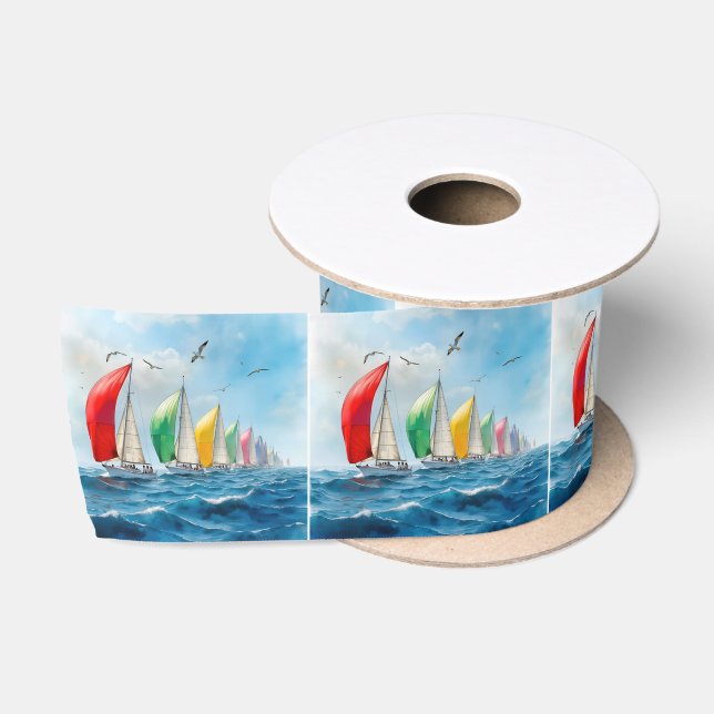 Ruban En Satin Sailboat Race On High Seas (Bobine)