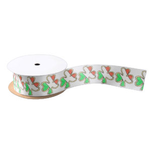 Ruban En Satin Saint Patrick's Day Irlandais Drapeau Shamrock Coo