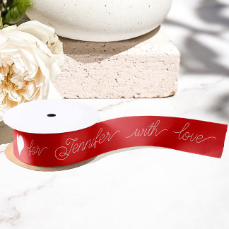 Ruban En Satin Saint Valentin élégant rouge et blanc