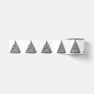 Ruban En Satin Sapin de Noël avec drapeau américain patriotique