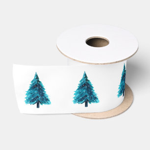 Ruban En Satin Sapin de Noël Bleu Vert