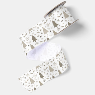 Ruban En Satin Sapins de Noël modernes beige