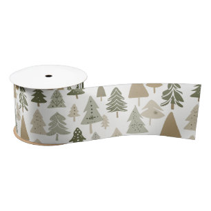 Ruban En Satin Sapins de Noël modernes motif 
