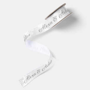 Ruban En Satin Satin de mariage damassé avec noms