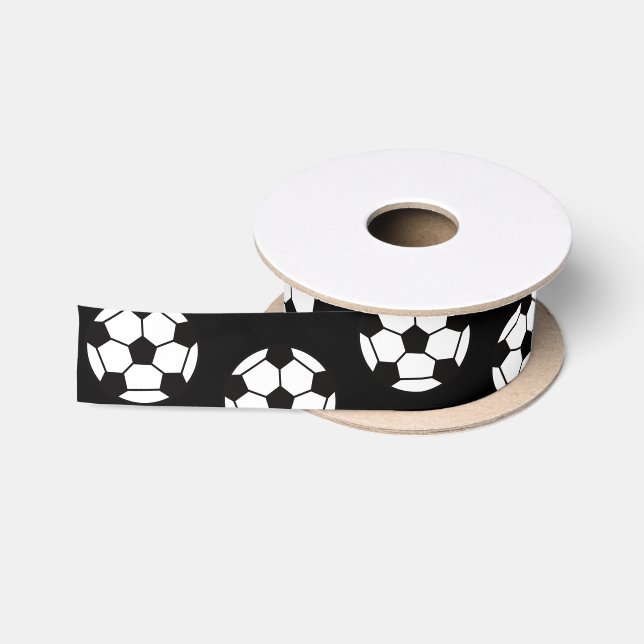 Ruban En Satin Satin Motif de balle de football (Bobine)