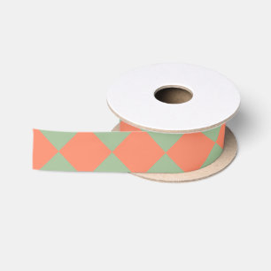 Ruban En Satin Saumon vert olive rose Checker Motif diamant