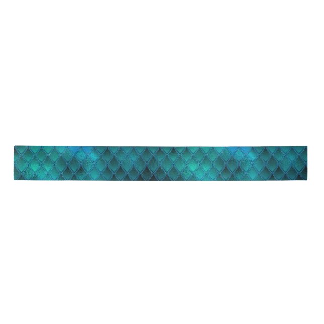 Ruban En Satin Scales Dragon Turquoise et Parties scintillant cha (Devant)