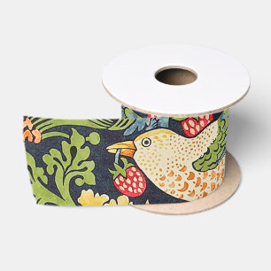 Ruban En Satin Schéma floral William Morris Strawberry Thief