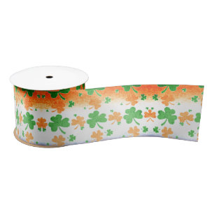 Ruban En Satin Shamrocks aux couleurs du drapeau irlandais en dét