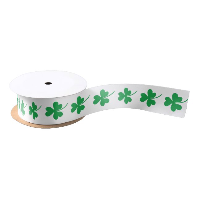 Ruban En Satin Shamrocks verts pour la Saint Patrick (Bobine)