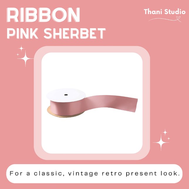 Ruban En Satin Sherbet Rose Été Simple Plat Moderne Élégant (Créateur téléchargé)