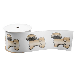 Ruban En Satin Shih Tzu de dessin animé mignon doré avec un masqu