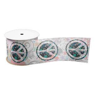 Ruban En Satin Signe de PAIX de FLOWER POWER II + votre arrière -