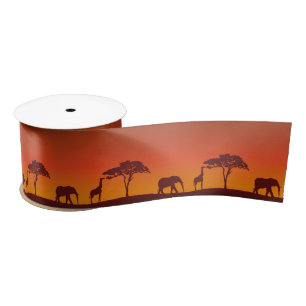 Ruban En Satin Silhouette africaine de safari - ruban