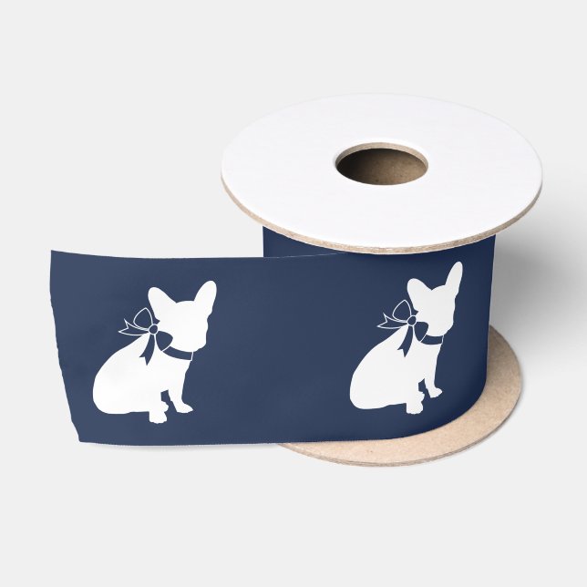 Ruban En Satin Silhouette de Bulldog française 3" (Bobine)