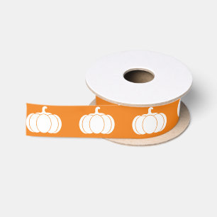 Ruban En Satin Silhouettes blanches de citrouille d'automne