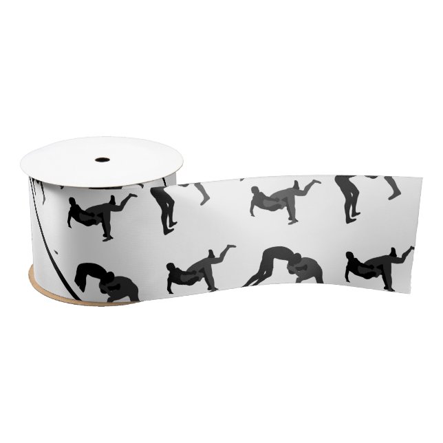 Ruban En Satin Silhouettes de lutte blanches nommées (Bobine)