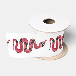Ruban En Satin Silhouettes noires et rouges du serpent