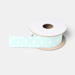 Ruban En Satin Simple Chic Blanc Motif à Points sur Fond Vert Pâl