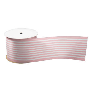 Ruban En Satin Simple Chic Blancs Motif Sur Rose Bleu