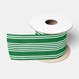 Ruban En Satin Simple Chic Motif Rayures Blanches Sur Fond Vert