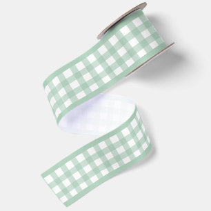 Ruban En Satin Simple Élégant Vert Sauge Cottagecore Gingham
