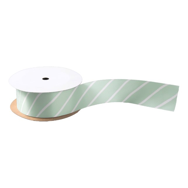 Ruban En Satin Simple Vert Blanc Pastel Grille Satin Ribbon (Bobine)