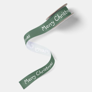 Ruban En Satin Simple Vert et Blanc Joyeux Noël Fêtes
