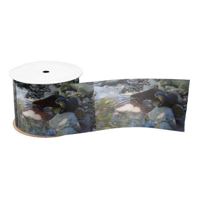 Ruban En Satin **"Sips by the Stream : Otters Drinking from River (Bobine)