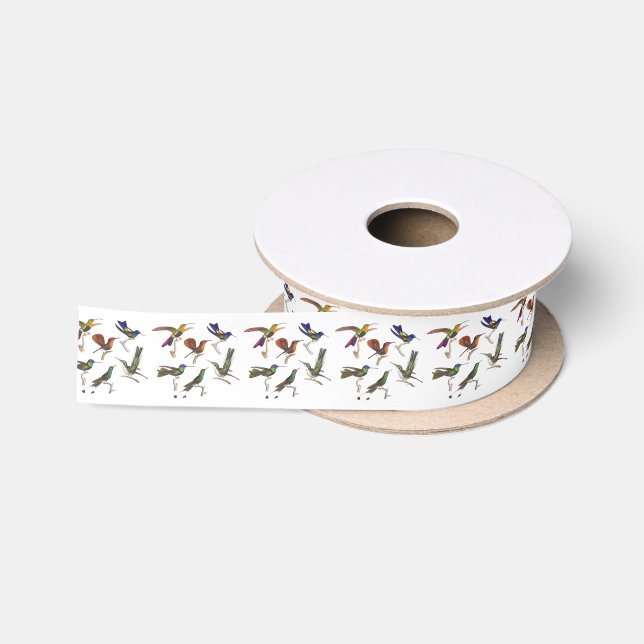 Ruban En Satin Six beaux colibris (Bobine)