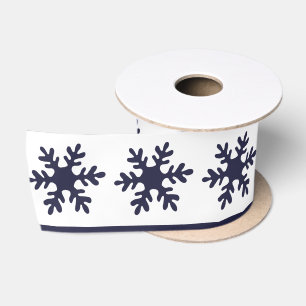 Ruban En Satin Snowflake Motif Marine Bleu Blanc Vacances