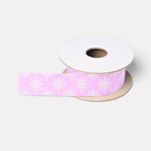 Ruban En Satin Snowflake Pink Pastel Motif Noël