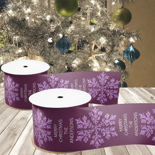 Ruban En Satin Snowflake Plum Bling Élégant Noël tendance