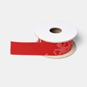 Ruban En Satin Snowflakes blanc rouge Noël minimaliste