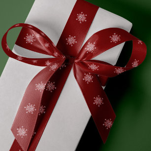 Ruban En Satin Snowflakes élégant rouge cadeau de Noël enveloppé