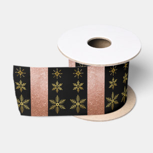 Ruban En Satin Snowflakes Gold de luxe et Parties scintillant ros