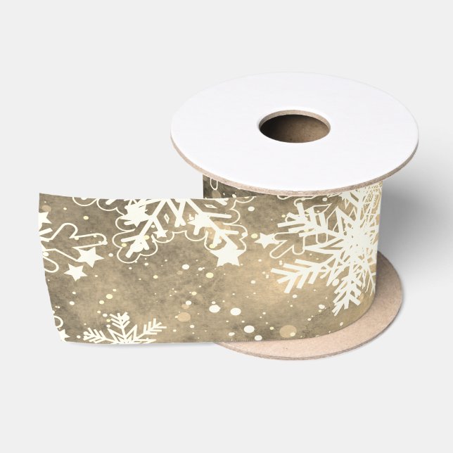 Ruban En Satin SnowflakesOr, Noël (Bobine)