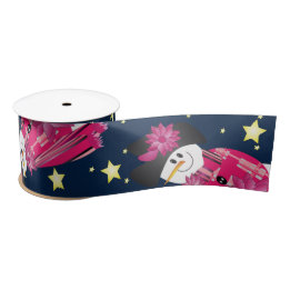 Ruban En Satin Snowman Rose Avec Bleu Marine