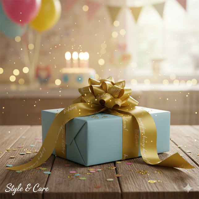 Ruban En Satin Soft Yellow Brown Satin Ribbon Birthday Festive Lo (Soft Yellow Brown Satin Ribbon Birthday Festive Look)