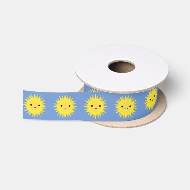 Ruban En Satin Soleil souriant Cute Kawaii (Bobine)