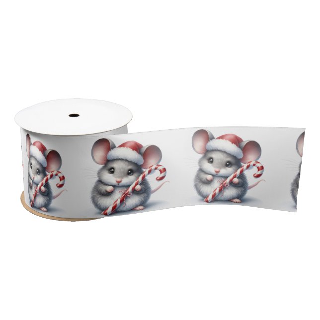 Ruban En Satin Souris avec Sucre de canne de Noël (Bobine)