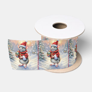 Ruban En Satin Souris De Noël Avec Ornement