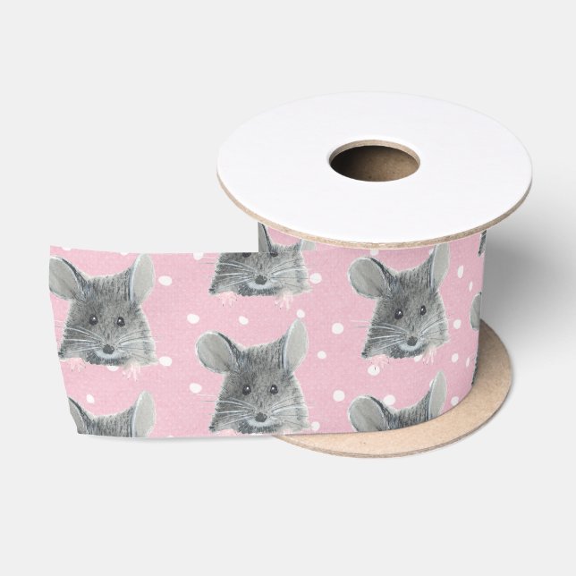 Ruban En Satin Souris grise sur Pois (Bobine)