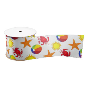 Ruban En Satin Starfish Crab Beachball Summer Sunshine Beach