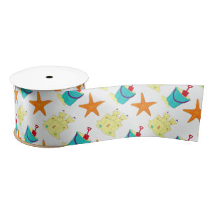 Ruban En Satin Starfish Sandcastle Beach Pail Été Vacances Amusem