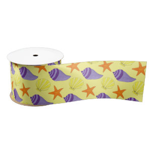 Ruban En Satin Starfish Sea Shells Beach Ocean Vacances Jaune