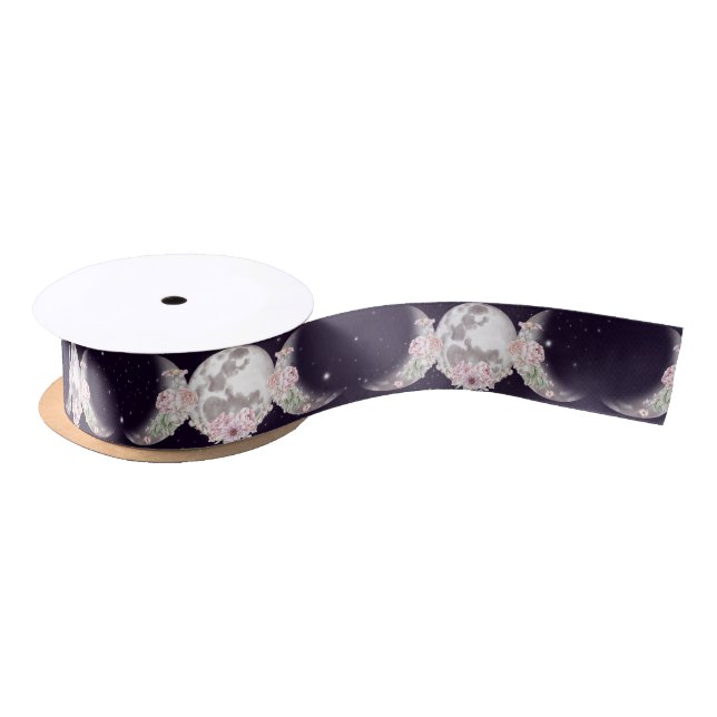 Ruban En Satin Starry Night Sky Triple Moon Purple Handfasting (Bobine)
