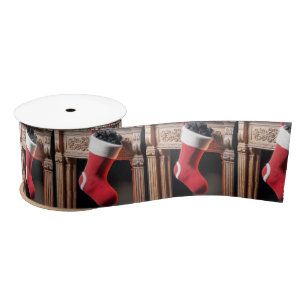 Ruban En Satin Stocker De Noël Rempli De Charbon