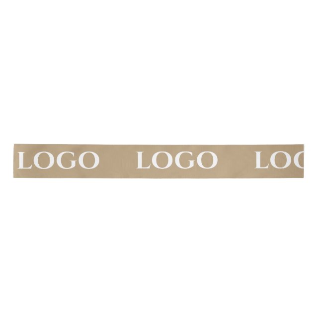 RUBAN EN SATIN STYLISH MODERN CUSTOMIZED YOUR LOGO MINIMAL BEIGE (Devant)